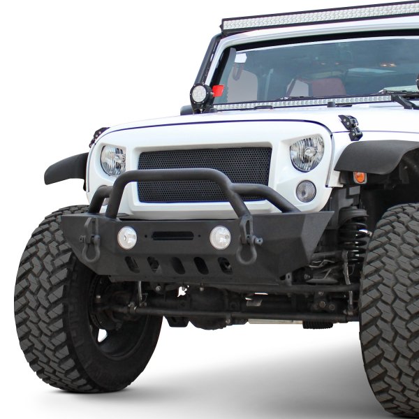 Iconic Accessories® - Stubby Front HD Black Powder Coat Bumper
