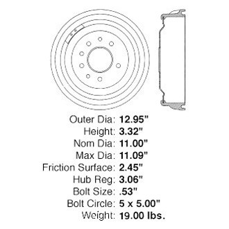 iD Select® 123-62016 - Rear Brake Drum