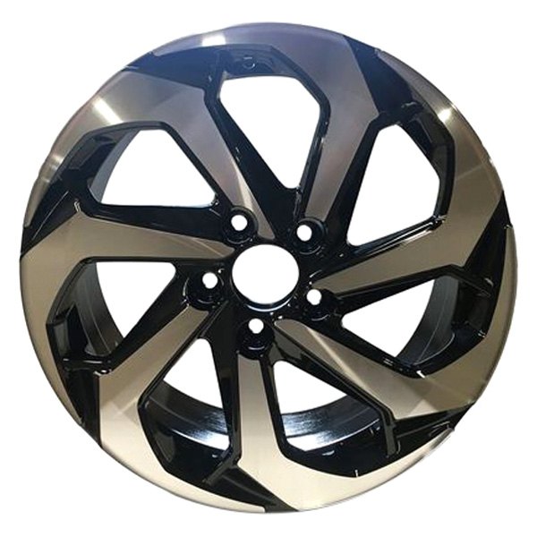 iD Select® - 17 x 7.5 7 Spiral-Spoke Black with Machined Face and Diamond Cut Alloy Factory Wheel (New OEM Replica)