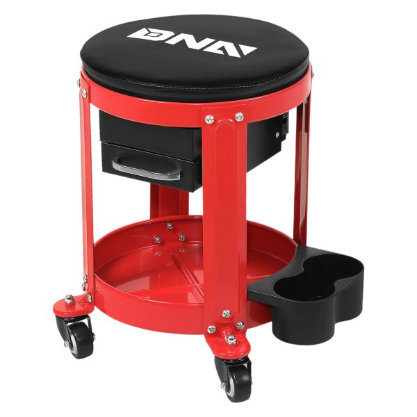 iD Select® - DNA™ 300 lb Round Mechanics Roller Seat Creeper Stool with Padded Cushion, Tool Storage Drawer & Tray