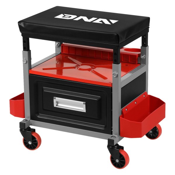 iD Select® - DNA™ 350 lb Adjustable Height Mechanics Roller Seat Creeper Stool with Padded Cushion, Tool Storage Drawer & Tray