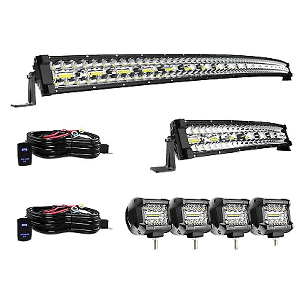 iD Select® - 52" and 22" 1122W/450W Curved Triple Row Combo Spot/Flood Beam LED Light Bars, Full Set