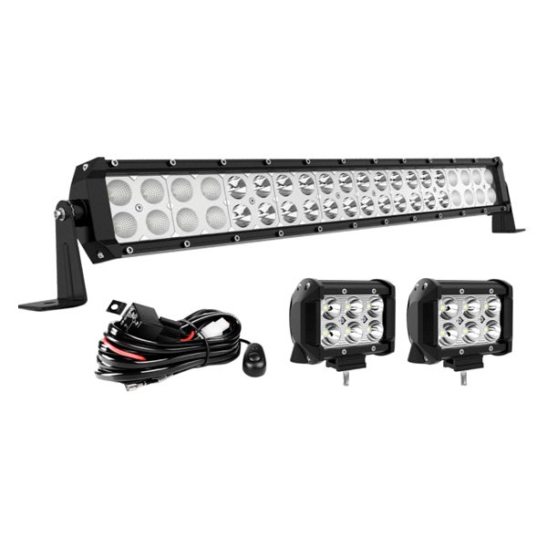 iD Select® - 4" 18W Rectangular Dual Row Flood Beam LED Light, Full Set