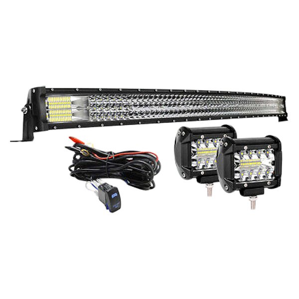 iD Select® - 50" 684W Curved Triple Row Combo Beam LED Light Bar, with Two 4" Lights, Full Set