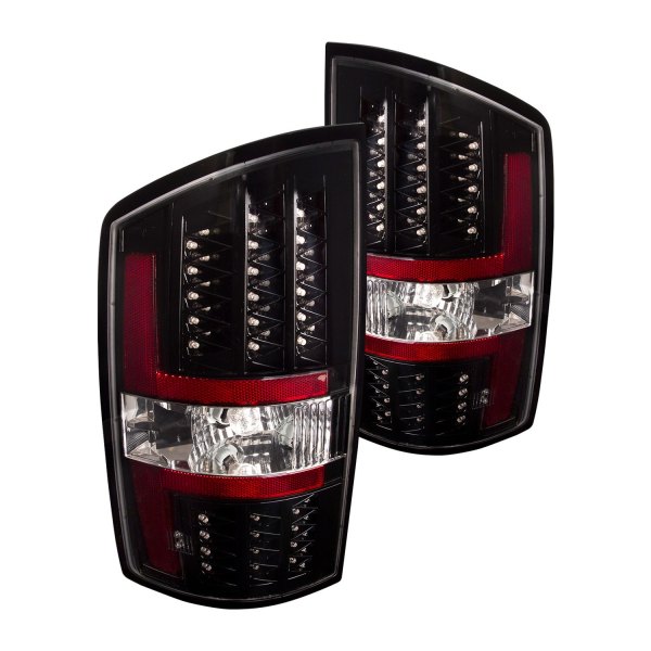 iD Select® - Driver and Passenger Side Black LED Tail Lights, Dodge Ram