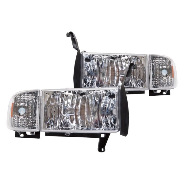 iD Select® - Driver and Passenger Side Chrome Euro Headlights with Turn Signal/Corner Light, Dodge Ram
