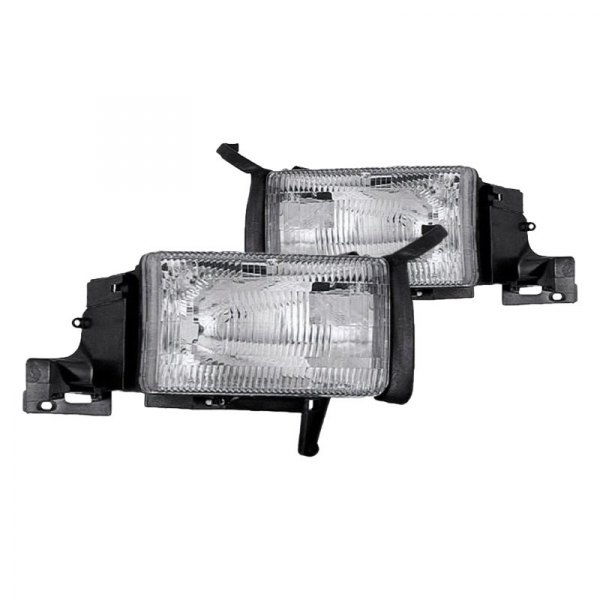 iD Select® - Driver and Passenger Side Chrome Euro Headlights without Turn Signal/Corner Light, Dodge Ram