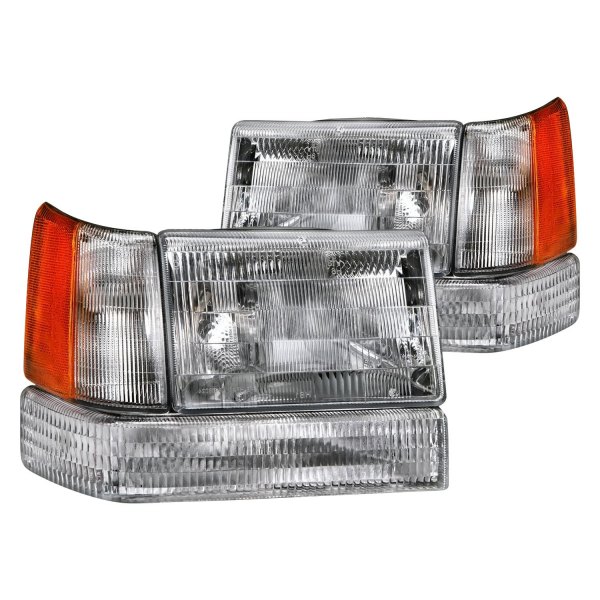 iD Select® - Driver and Passenger Side Chrome Euro Headlights without Adjusters, Jeep Grand Cherokee