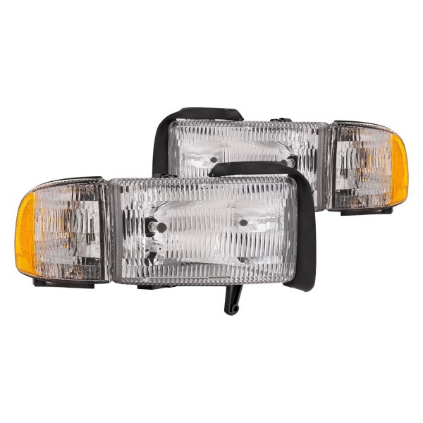 iD Select® - Driver Side Chrome Euro Headlights with Turn Signal/Corner Light, Dodge Ram