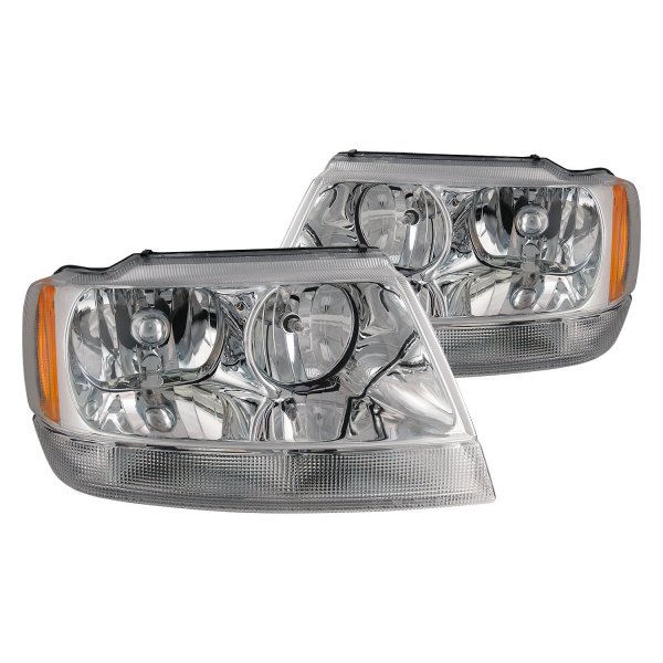 iD Select® - Driver and Passenger Side Chrome Euro Headlights, Jeep Grand Cherokee