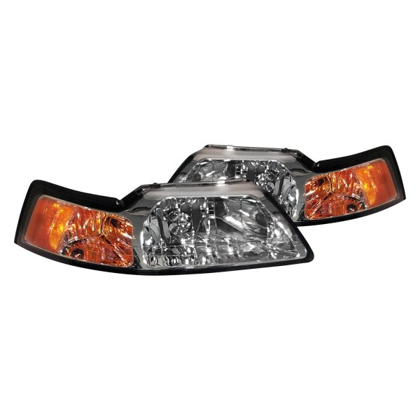 iD Select® - Driver and Passenger Side Chrome Euro Headlights, Ford Mustang