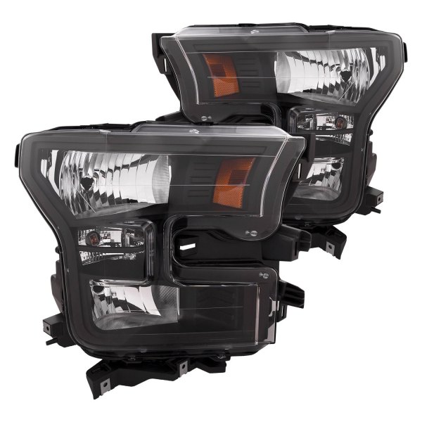 iD Select® - Driver and Passenger Side Black Euro Headlights, Ford F-150
