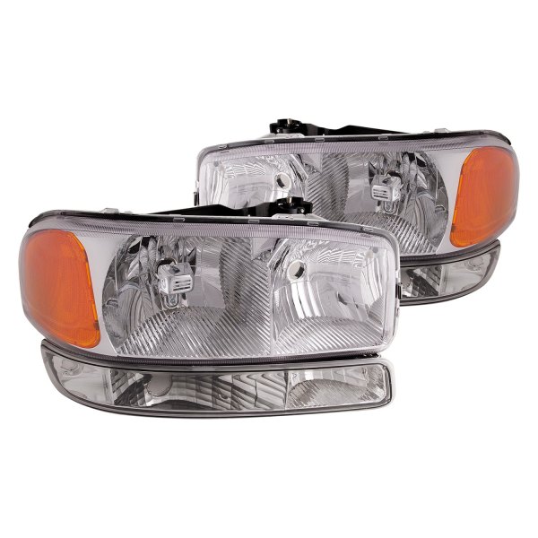 iD Select® - Driver and Passenger Side Chrome Euro Headlights with Turn Signal/Parking Lights