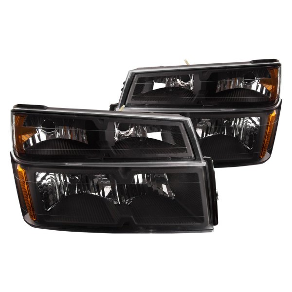 iD Select® - Driver and Passenger Side Black Euro Headlights with Turn Signal/Parking Lights, GMC Canyon