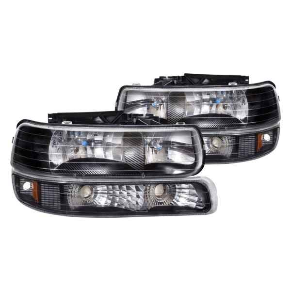 iD Select® - Driver Side Black Euro Headlights with Turn Signal/Parking Lights