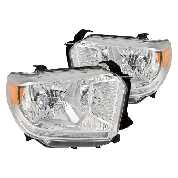 iD Select® - Driver and Passenger Side Chrome Headlights with LED DRL, Toyota Tundra