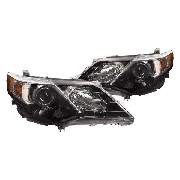 iD Select® - Driver and Passenger Side Black/Chrome Projector Headlights, Toyota Camry