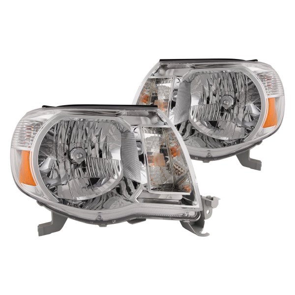 iD Select® - Driver and Passenger Side Chrome Euro Headlights with Clear Inner Turn Signal Lights, Toyota Tacoma