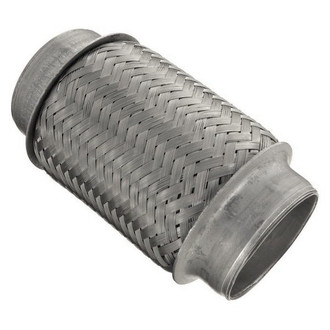 iD Select® - 201 SS Double Braid Exhaust Flex Pipe (2.5" Inlet, 6" Length)