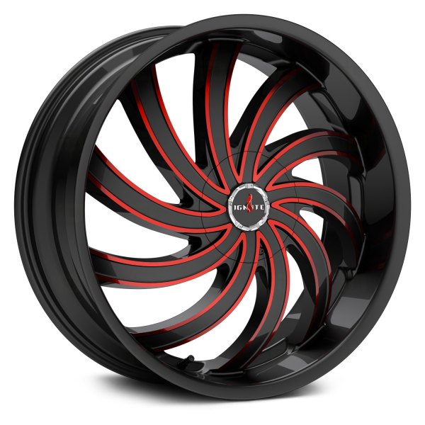 IGNITE Wheels® - FLAME Gloss Black with Candy Red Milled Accents
