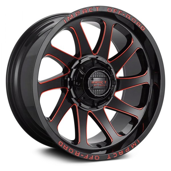 IMPACT OFF ROAD® 825 Wheels - Gloss Black with Red Milled Accents Rims ...