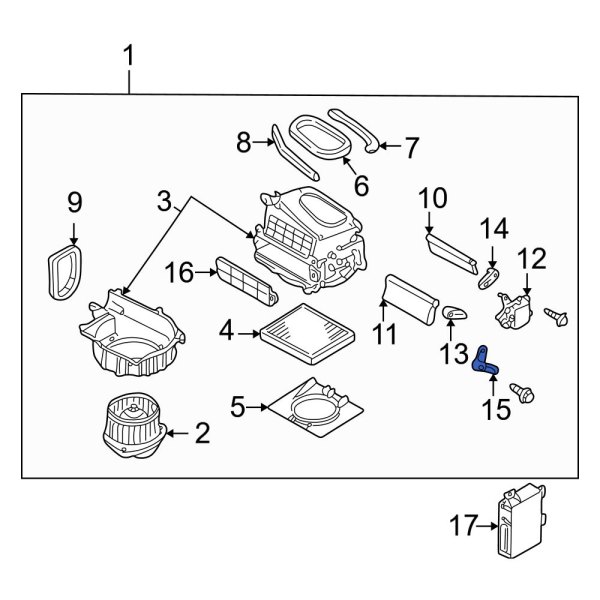 HVAC Heater Mode Door Lever