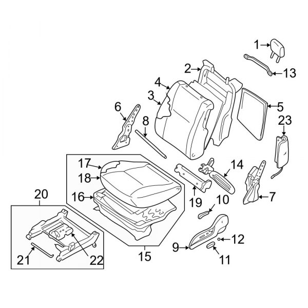 Seats & Tracks - Front Seat Components (Driver Side, W/O Climate Control)