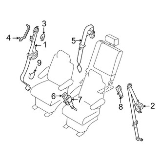Infiniti OE - Restraint Systems - Second Row Seat Belts (W/O Captains Chairs)