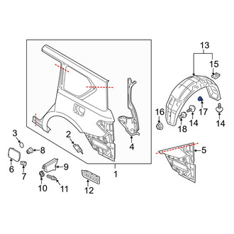 Infiniti OE - Quarter Panel Splash Shield Clip