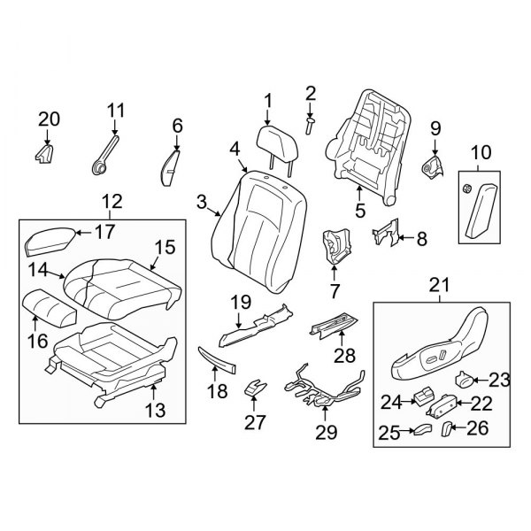 Seats & Tracks - Driver Seat Components (With Sport Seat)
