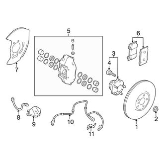 Infiniti OE - Front Suspension - Brake Components (With Sport Brakes), (Red Sport 400 AWD)