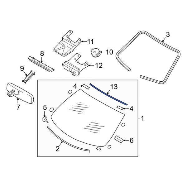 Infiniti OE 727524GA0A Front Upper Windshield Molding
