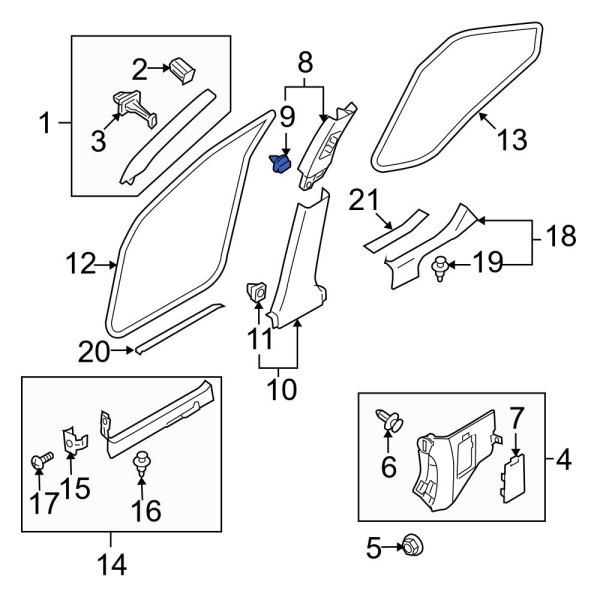 Body B-Pillar Trim Panel Clip