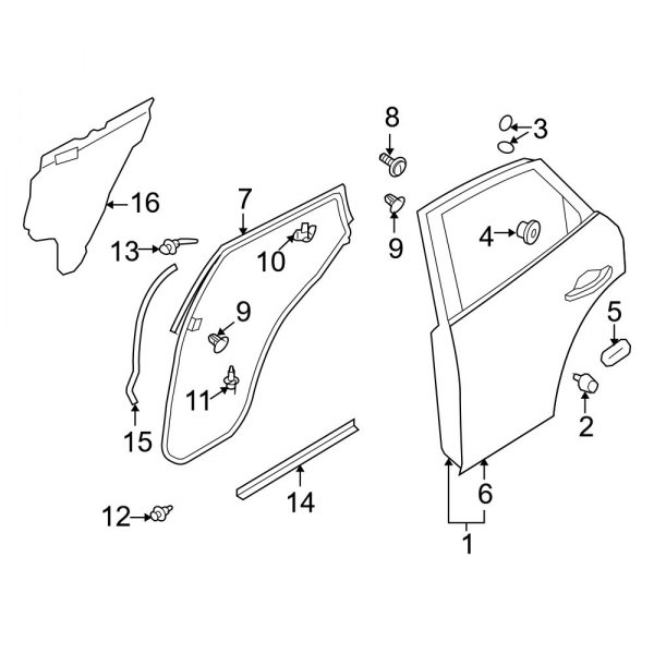 Infiniti OE 808508996A - Front Door Seal Clip