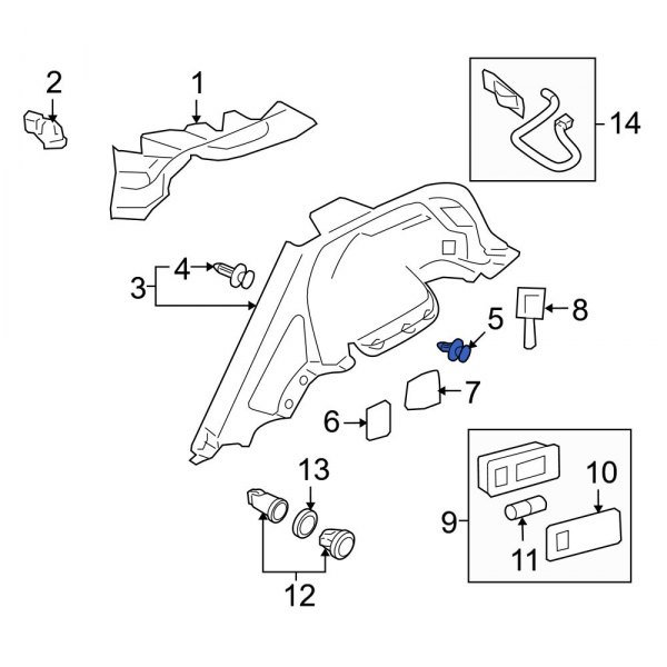 Interior Quarter Panel Trim Panel Bolt