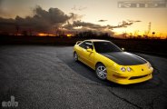 Yellow Acura Integra Goes in Style Wearing Carbon Fiber Hood