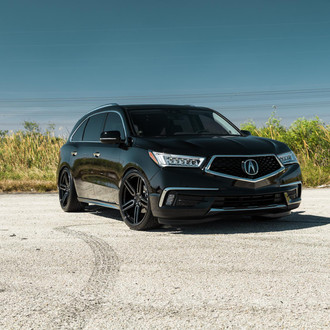 Black Acura MDX with Custom Crystal Clear Headlights - Photo by Vossen