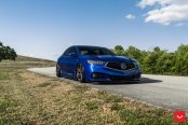 Electric Blue Acura TLX Wearing a Blacked Out Mesh Grille