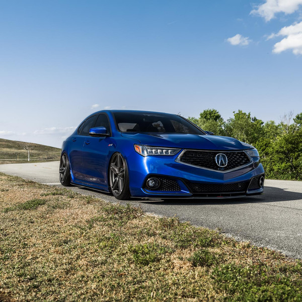 Blacked Out Mesh Grille on Blue Acura TLX - Photo by Vossen