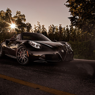 Black Alfa Romeo 4C with Custom Headlights - Photo by Avant Garde Wheels