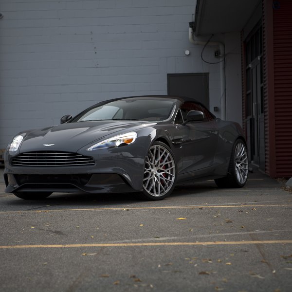 Gray Aston Martin Vanquish with Aftermarket Headlights - Photo by PUR Wheels