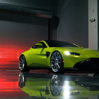 Neat and Futuristic: Lime Green Aston Martin Vantage Goes in Style Wearing Custom Wheels