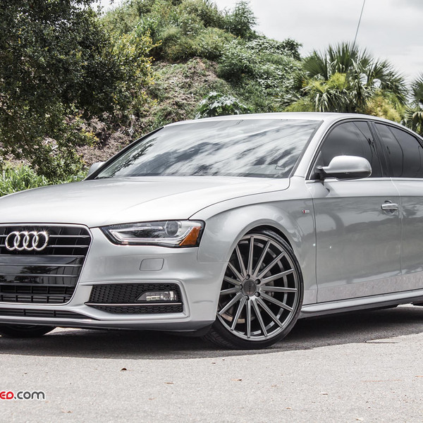 Silver Audi A4 with Aftermarket Front Bumper Cover - Photo by Vossen