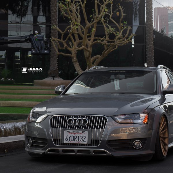 Custom Front Bumper Cover with LED Lights on Audi A4 - Photo by Vossen