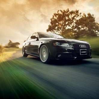 Audi A4 with Blacked Out Custom Front Bumper Cover - Photo by Vossen
