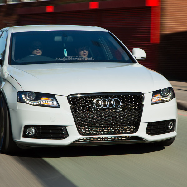 White Audi A4 with Custom Black Grille - Photo by Vossen