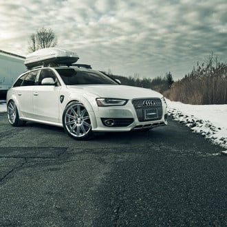 White Audi A4 with Thule Roof Rack - Photo by Vossen
