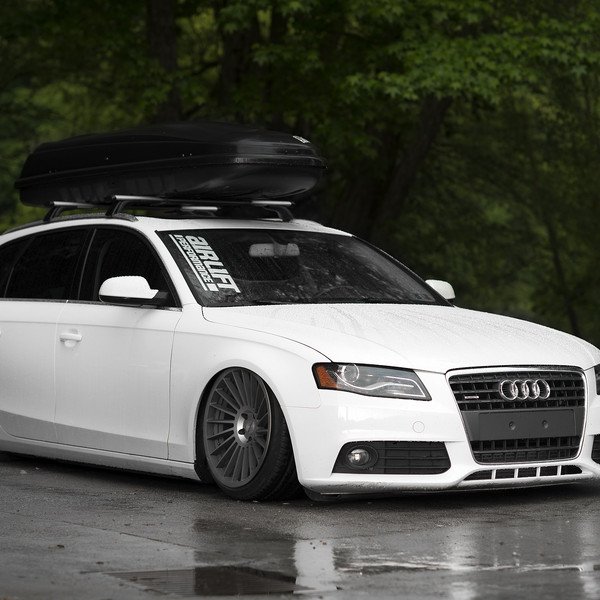 White Lowered Audi A4 with Roof Rack - Photo by Rotiform