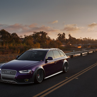 Purple Audi A4 with Custom DRL Bar Headlights - Photo by Rotiform