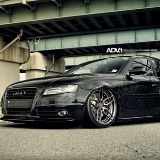 Black Lowered Audi A4 with Dark Smoke LED Headlights - Photo by ADV.1